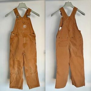 Carhartt Kids Tan Duck Wash Bib Overalls